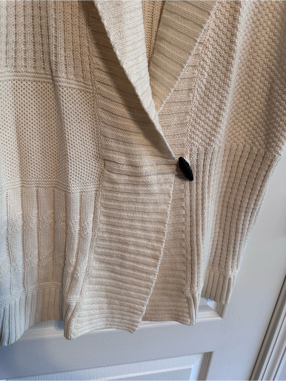 Chaps Cream Knit Cardigan with Single Dark Button